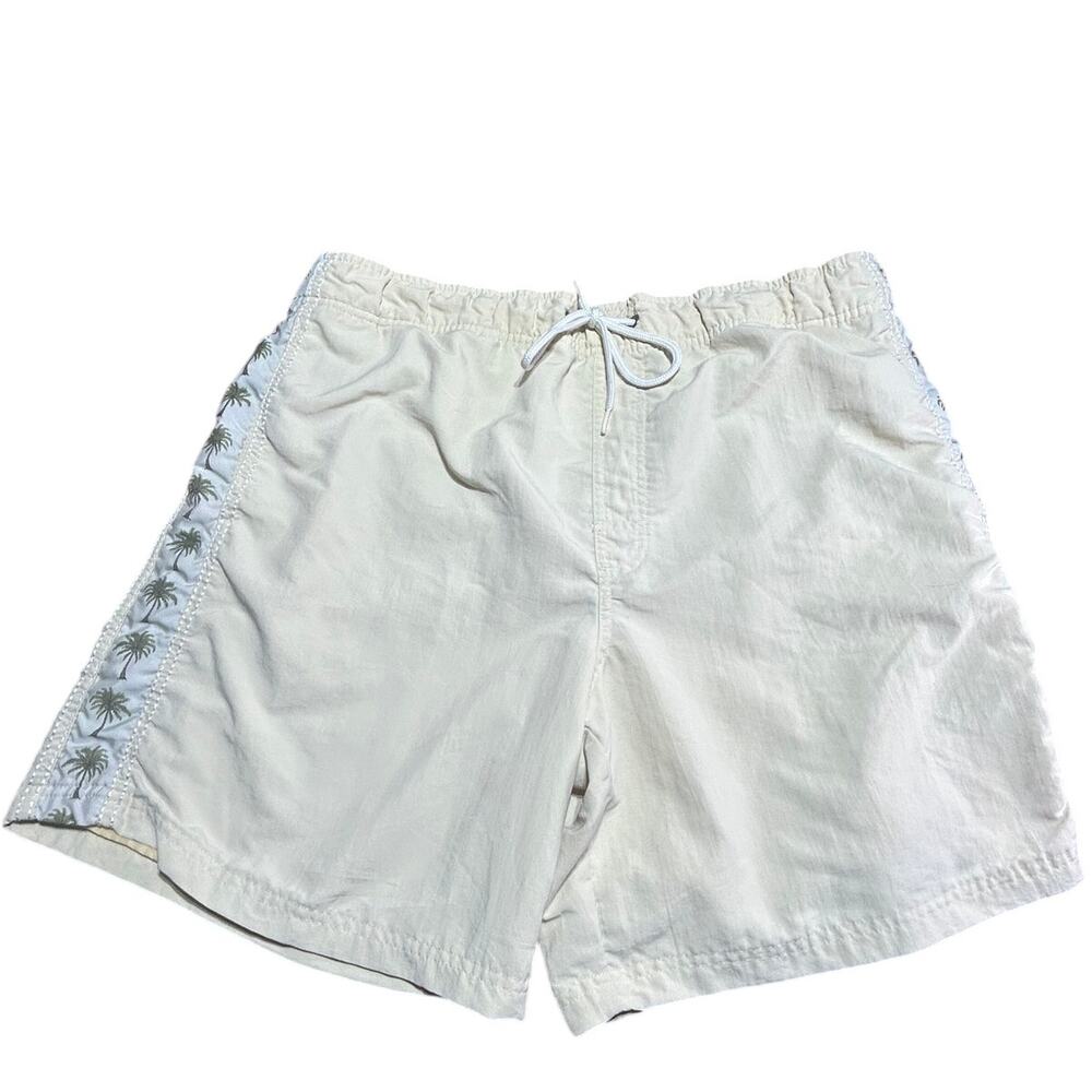Caribbean Swimwear mens sz medium side panel with palm trees light yellow